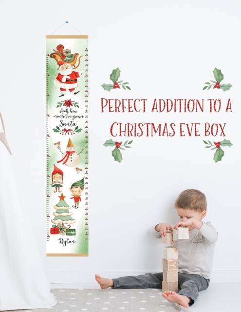 Personalized Christmas Eve Growth Chart, Santa Wall Hanging - image 1