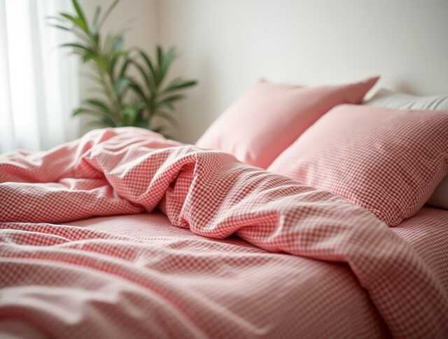 Red Small Gingham Cotton 1 Duvet Cover Checkered Comforter Set Cozy Bedroom Decor Duvet - image 1