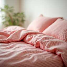 Red Small Gingham Cotton 1 Duvet Cover Checkered Comforter Set Cozy Bedroom Decor Duvet - thumbnail 3