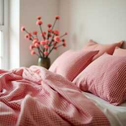 Red Small Gingham Cotton 1 Duvet Cover Checkered Comforter Set Cozy Bedroom Decor Duvet - thumbnail 4
