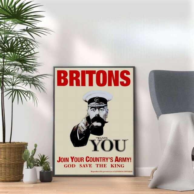 Wwii Propaganda Poster Print Britons Join Your Army, Retro Wall Art - image 1