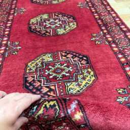 2.6x7 Red 3 Ply Handmade Bokhara Runner Rug - Hallway Stairs Carpet, Extra Thick Pile - thumbnail 4