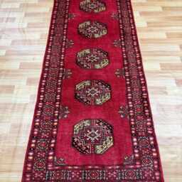 2.6x7 Red 3 Ply Handmade Bokhara Runner Rug - Hallway Stairs Carpet, Extra Thick Pile - thumbnail 2