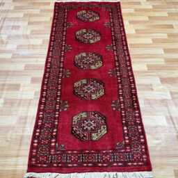 2.6x7 Red 3 Ply Handmade Bokhara Runner Rug - Hallway Stairs Carpet, Extra Thick Pile - thumbnail 3