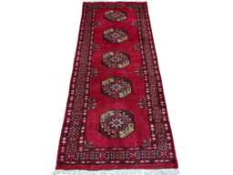2.6x7 Red 3 Ply Handmade Bokhara Runner Rug - Hallway Stairs Carpet, Extra Thick Pile