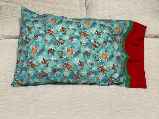 Christmas Pillow Case - Animal Snow Animals- Standard Moose-Bear-Squirrel-Racoon-Beaver-Dog - image 1
