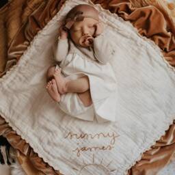 Lace 6 Layer Muslin Velvet Trim Lovey Blanket With Personalized Hand Embroidered Name ~ Custom Baby Gift ~Nursery Decor ~Heirloom - thumbnail 3