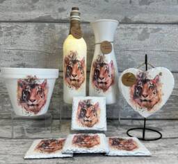 Tiger Vase, Tiger Gifts, Plant Pot, Light Up Bottle, Coasters, Decorations - thumbnail 1