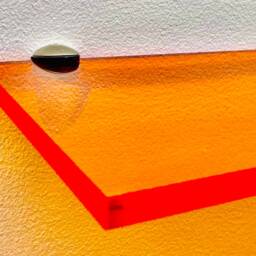 Amber Tint Acrylic Wall Shelf With Brushed Nickel Clamps - thumbnail 3