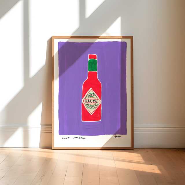 Hot Sauce Wall Art/Purple Print Kitchen Housewarming Gift Quirky - image 1