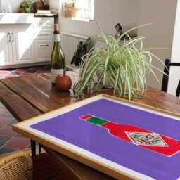 Hot Sauce Wall Art/Purple Print Kitchen Housewarming Gift Quirky - thumbnail 3