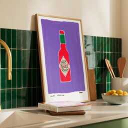 Hot Sauce Wall Art/Purple Print Kitchen Housewarming Gift Quirky - thumbnail 2