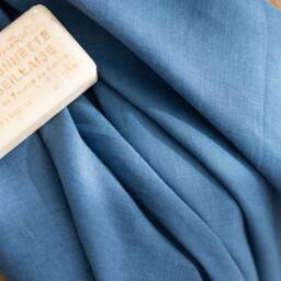 Blue Linen Bath Sheet, Oversized Towel, Handmade - thumbnail 2