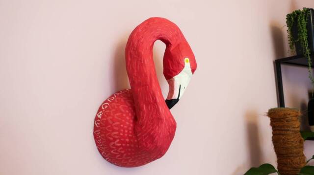 Paper M??ch?? Flamingo Head, Piper - image 1