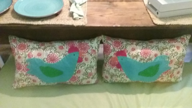 Pair Of Handmade Felt Hen Pillows