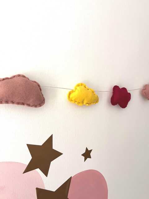 Handmade Felt Cloud Bunting - Pastel Nursery Garland, Baby Shower Gift - image 1