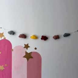 Handmade Felt Cloud Bunting - Pastel Nursery Garland, Baby Shower Gift - thumbnail 3