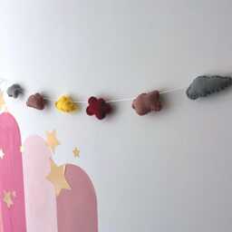 Handmade Felt Cloud Bunting - Pastel Nursery Garland, Baby Shower Gift - thumbnail 2