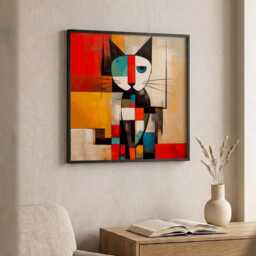 Mondrian Cat Print - Abstract Wall Art Modern Home Decor - thumbnail 3