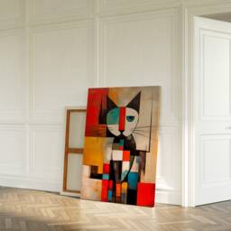 Mondrian Cat Print - Abstract Wall Art Modern Home Decor - thumbnail 4