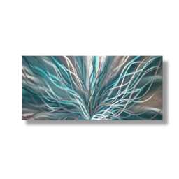 Abstract Teal Metal Wall Art Modern Aluminum Artwork - thumbnail 2