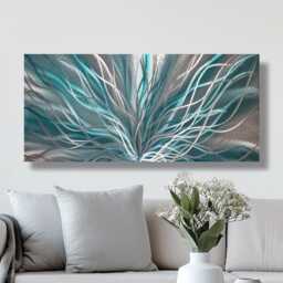 Abstract Teal Metal Wall Art Modern Aluminum Artwork