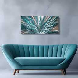 Abstract Teal Metal Wall Art Modern Aluminum Artwork - thumbnail 3
