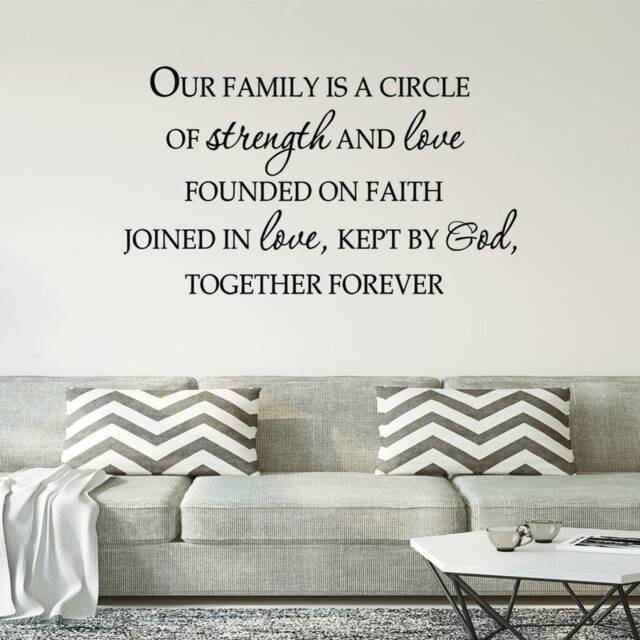 Our Family Is A Circle Of Strength & Love Founded On Faith Wall Decal Quote Home Decor Art Sticker Vwaq-20454 - image 1