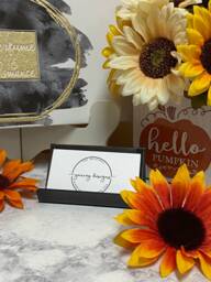 Round Hammered Solid Copper Horizontal Business Card Holder Bronze Patina