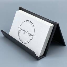 Round Hammered Solid Copper Horizontal Business Card Holder Bronze Patina - thumbnail 2