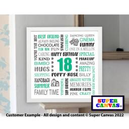 18Th Birthday Handmade Best Friend Son Grandson Daughter Granddaughter Custom Personalised Birthday Framed Word Art Print 18 Gift - thumbnail 2