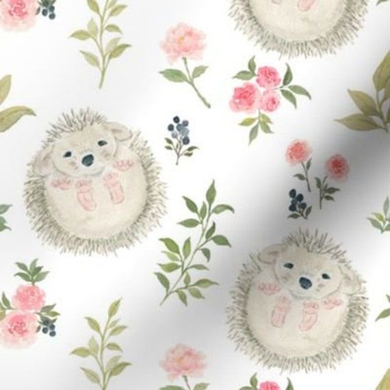 Sweet Little Hedgehog Organic Cotton Nursery & Toddler Bedding, Crib & Sheets Changing Pad Cover, Blankets, Minky, Floral, Girl - image 1
