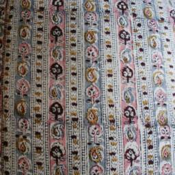 Floral Indian Block Print Pillow Cover Vintage Tan Beige Cotton - thumbnail 2