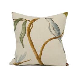 Lewis & Wood - Adam's Eden Taupe Trailing Floral Vine Birds Cushion Cover Handmade Throw Pillow Designer Home D??cor - thumbnail 2