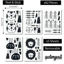 Scandinavian Wall Decor Decals For Kids Rooms Nursery Scandi Art Vinyl Stickers Childrens Bedroom Baby Room Balck & White - thumbnail 3
