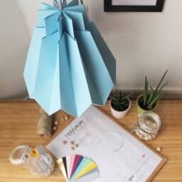 Origami Lampshade Diy Kit Blue Paper Lampshade, Kids Room Decor - thumbnail 3
