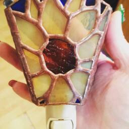 Custom Designed Stained Glass 3 Panel Nightlight - Sunflower - thumbnail 2