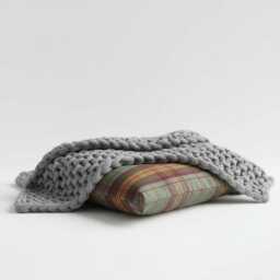 Tartan Faux Wool Floor Cushion Brushed Check Square Pillow - thumbnail 3