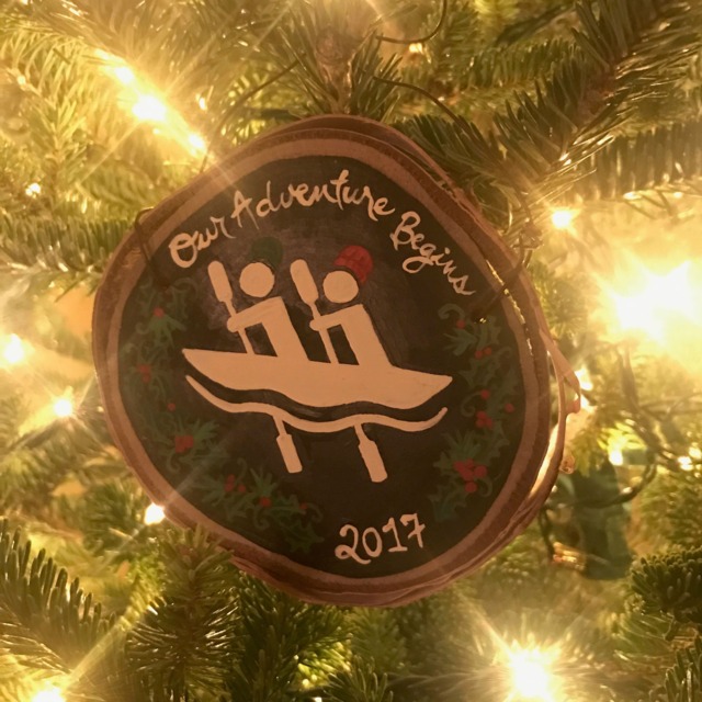 Handpainted Kayak Christmas Ornament Personalized Wood Slice - image 1