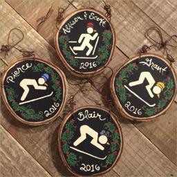Handpainted Kayak Christmas Ornament Personalized Wood Slice - thumbnail 4