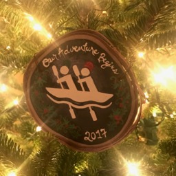 Handpainted Kayak Christmas Ornament Personalized Wood Slice