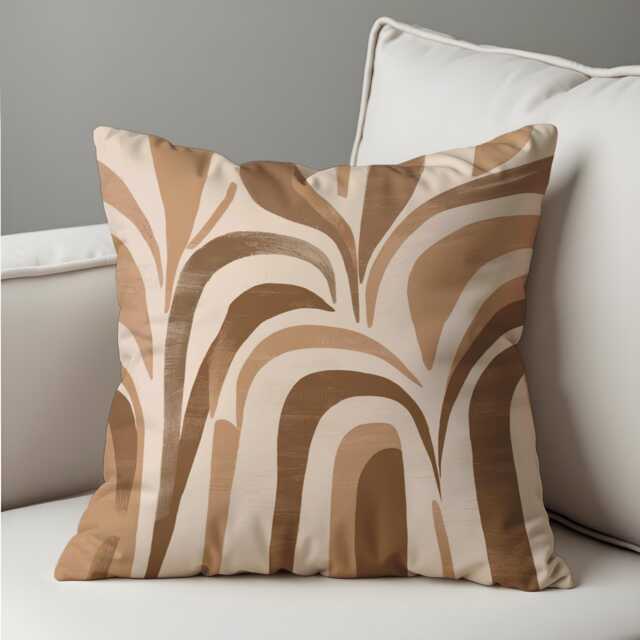 Neutral Abstract Arch Cushion Cover, Modern Beige & Brown Throw Pillow Mid Century Living Room & Bedroom Decor - image 1