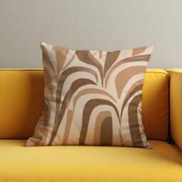 Neutral Abstract Arch Cushion Cover, Modern Beige & Brown Throw Pillow Mid Century Living Room & Bedroom Decor - thumbnail 3