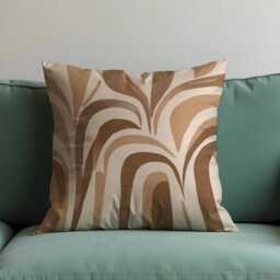 Neutral Abstract Arch Cushion Cover, Modern Beige & Brown Throw Pillow Mid Century Living Room & Bedroom Decor - thumbnail 4