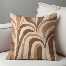 Neutral Abstract Arch Cushion Cover, Modern Beige & Brown Throw Pillow Mid Century Living Room & Bedroom Decor