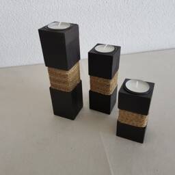 Wood With String - Tealight Holder Set Of 3 - thumbnail 3