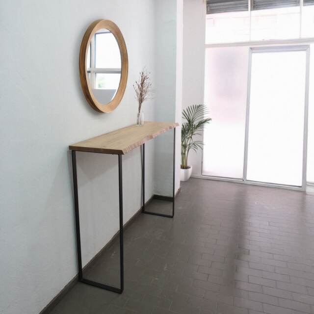 Live Edge Wooden Console Table. Wooden Bar Table With Metal Legs - image 1
