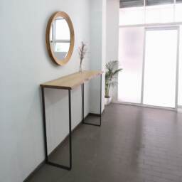 Live Edge Wooden Console Table. Wooden Bar Table With Metal Legs - thumbnail 1