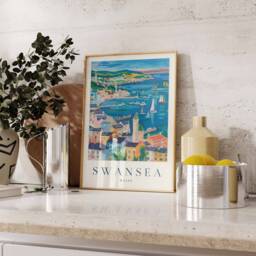 Swansea Travel Poster Wales Coastal Art Print - thumbnail 2