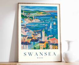 Swansea Travel Poster Wales Coastal Art Print - thumbnail 1